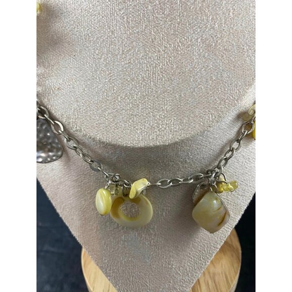 Vintage Shell and Stones Charm Necklace Style Silver tone with Matching Bracelet - Picture 7 of 9